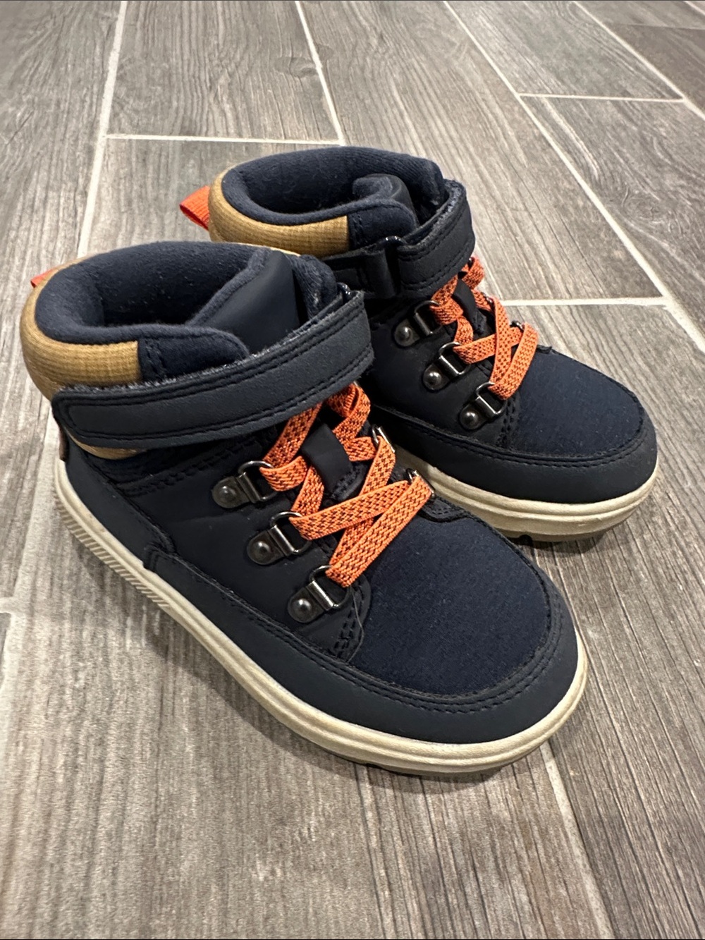 Cat & Jack Toddler Navy High-Top Sneakers with Orange Laces